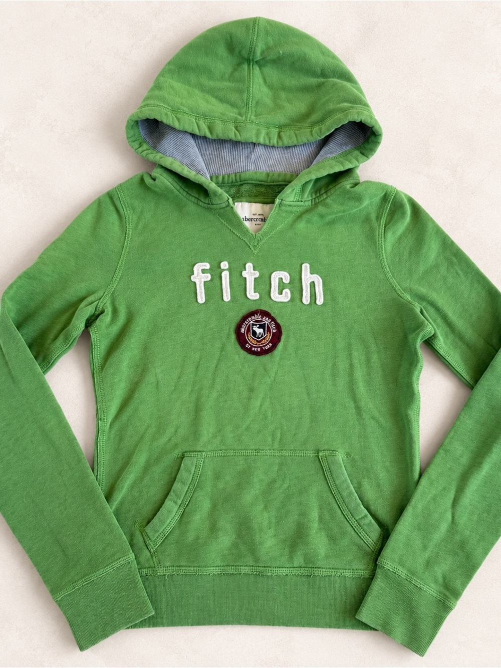Vintage Abercrombie & Fitch Green Hooded Pullover Sweatshirt Youth XL